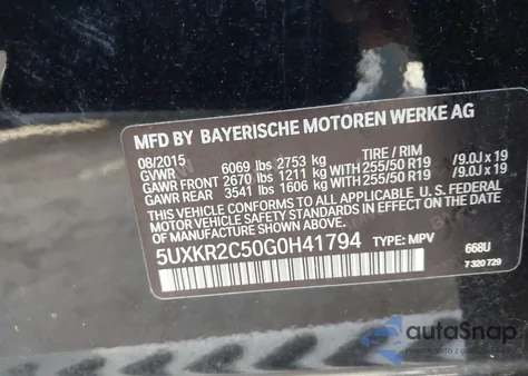 2016 BMW X5 Sdrive35I from USA, damaged, VIN 5UXKR2C50G0H41794